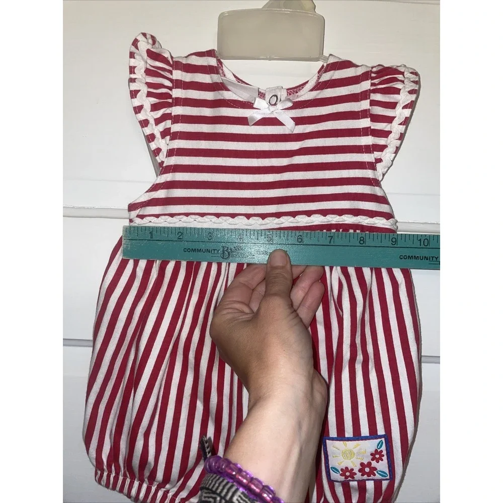 Vintage Carter's Girl Infant Summer Romper Red‎ & White Stripes 6-9 Months
